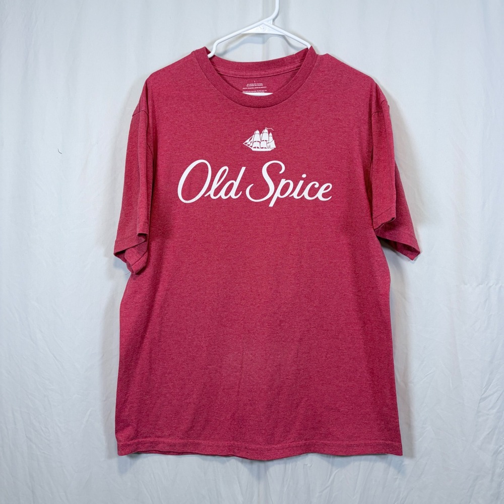 Old Spice T-Shirt Graphic Logo Heather Red Short Sleeve Mens Large